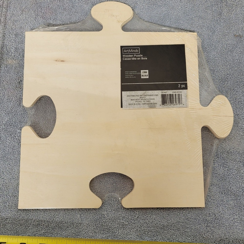 ArtMinds Wooden Puzzle Piece Craft Blank 2pc Natural Wood DIY 12x12